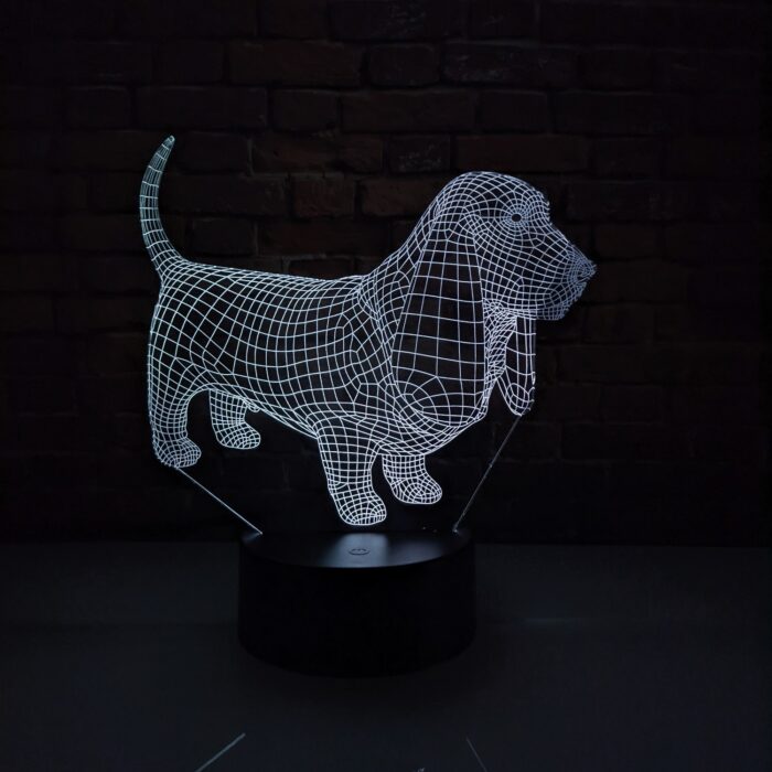Luminária LED 3D Basset Hound - Imagem 1