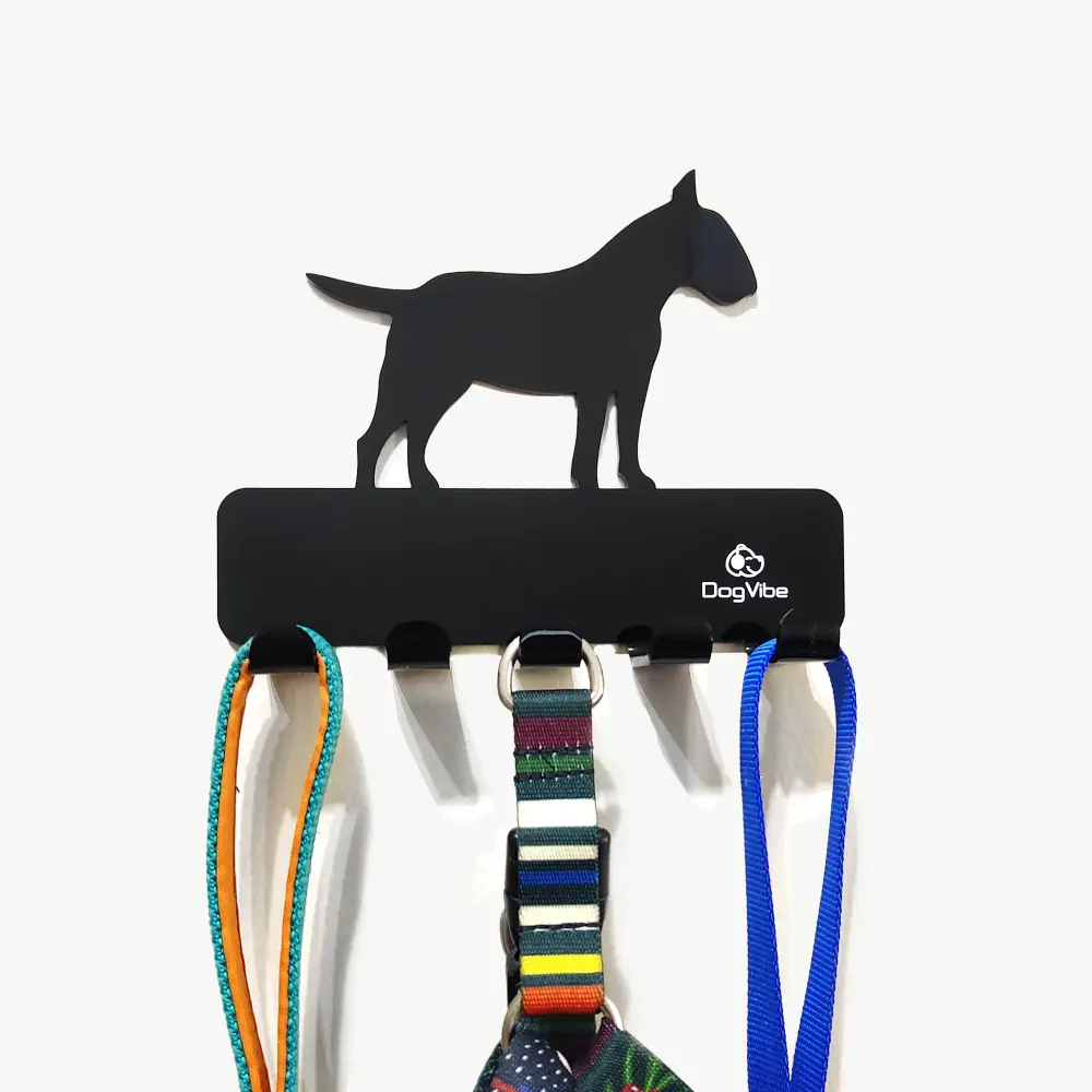 porta_coleiras_e_guias_bull_terrier Porta coleiras e guias modelo Bull Terrier, preto, marca Dog Vibe