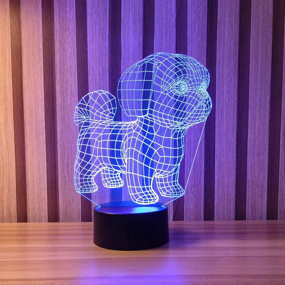 luminária 3d led shihtzu dog vibe azul Luminária LED 3D Shih Tzu - Imagem 3