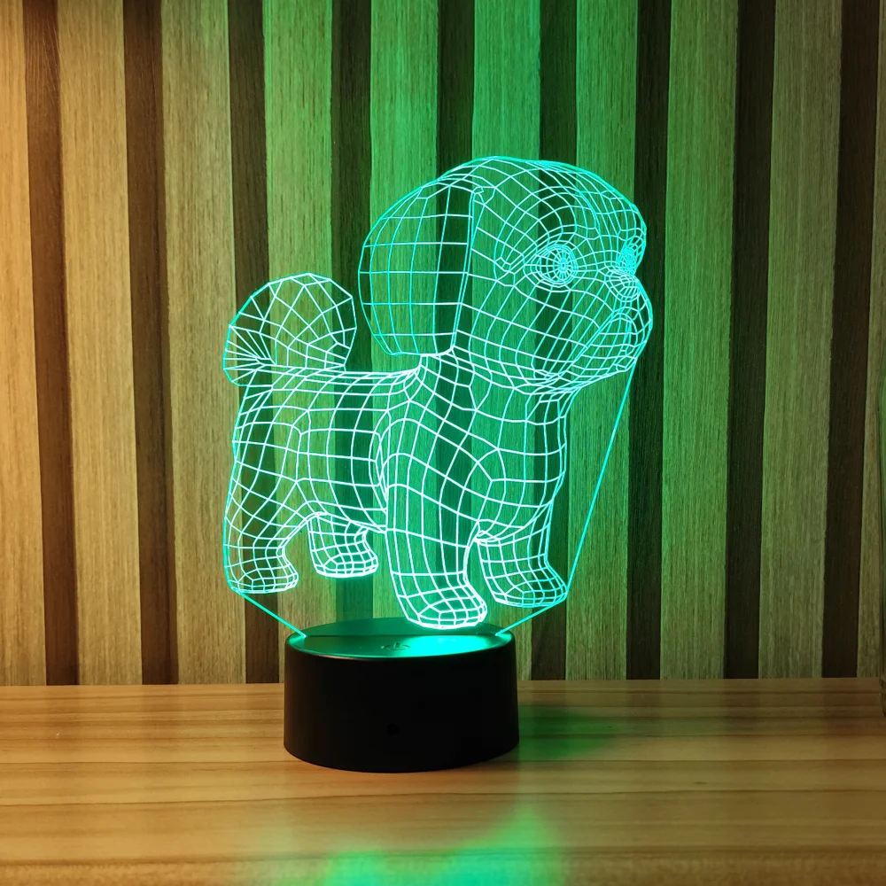 luminária 3d led shihtzu dog vibe verde Luminária LED 3D Shih Tzu - Imagem 5